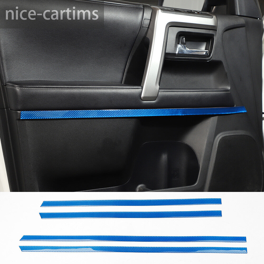 Blue Carbon Fiber Interior Door Panel Decorative Trim For Toyot@ 4Runner 2010-23