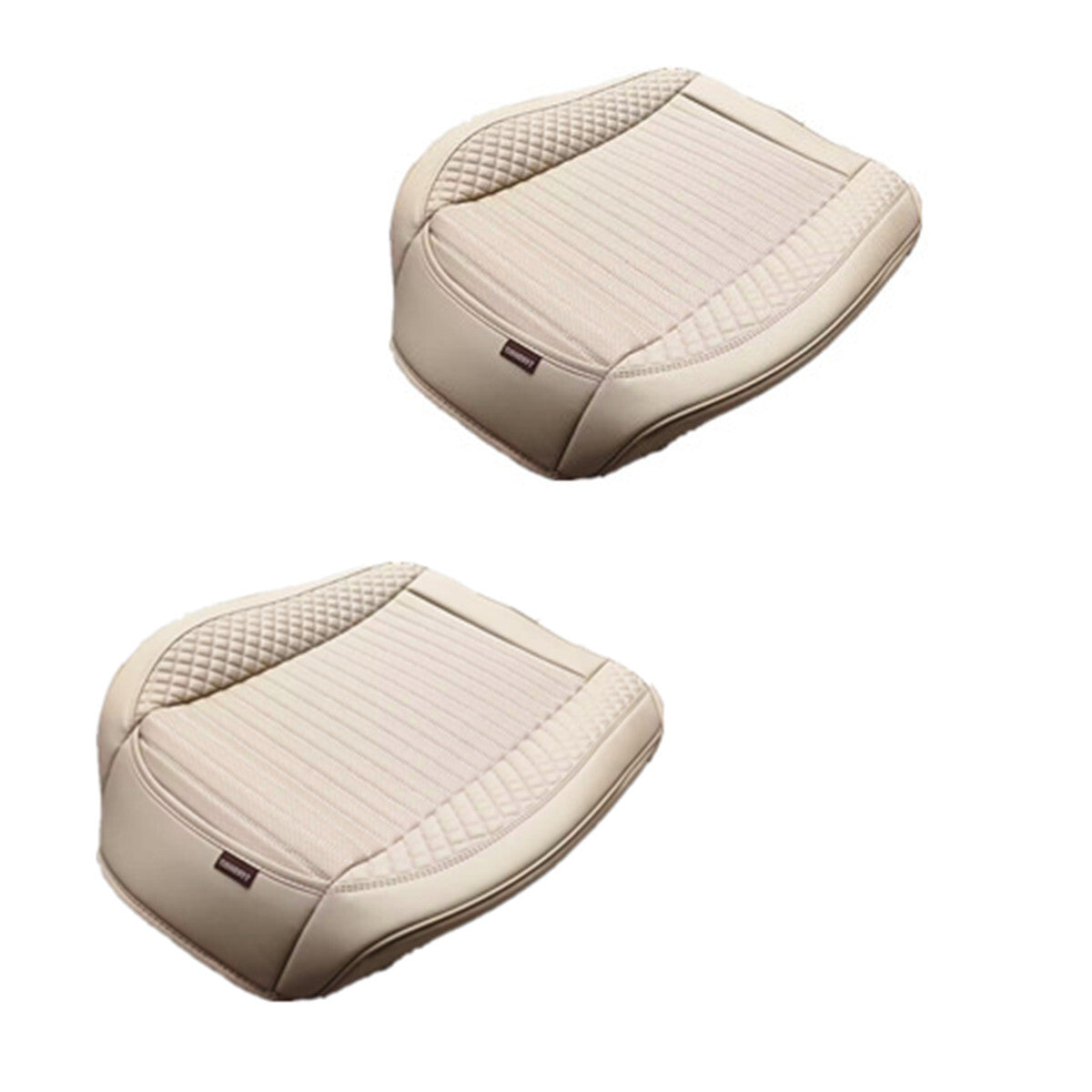 Full Surround for Seat Cover Cushion Pad Car Front Mat Anti-Slip PU Leather Beige Q
