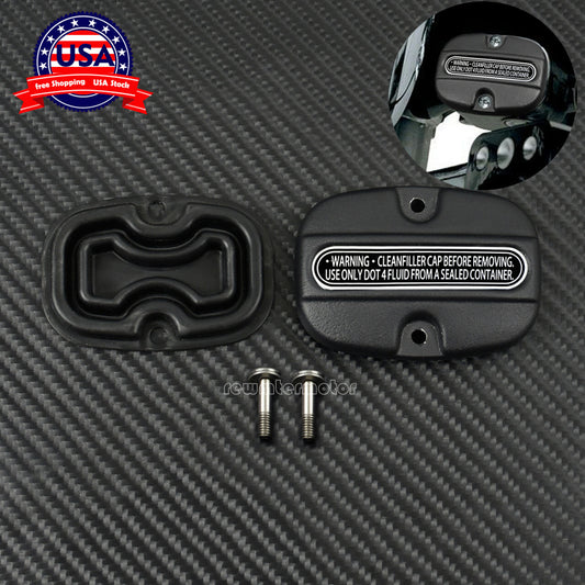 Matte Black Rear Brake Master Cylinder Cover w/ Gasket Fit for Harley Touring