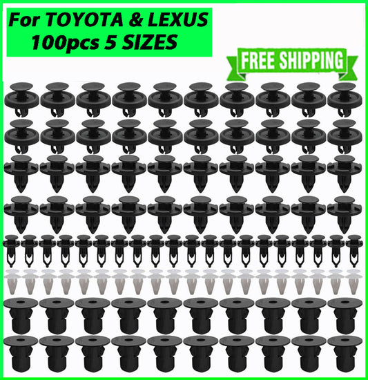 100Pcs Car Door Hood Bumper Trim Panel Clips Body Retainer Fender Set for Toyota