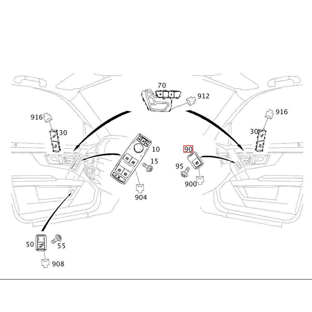 1 piece A2049058202 Passenger window control switch suitable for C250 C300 C350 C63 W204- n