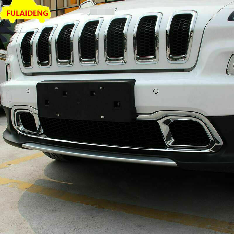 ABS Chrome Front bumper Grill Grille Air Outlet Trim for Jeep Cherokee 2014-18
