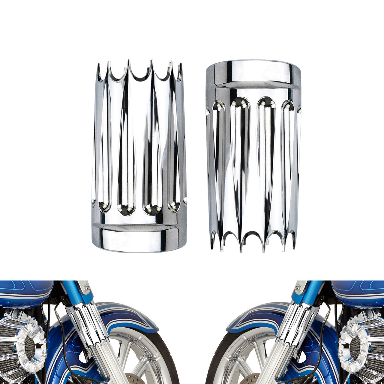 Chrome CNC Slider Fork Cover Fit for Harley Touring Electra Road Glide 1984-2023 Q