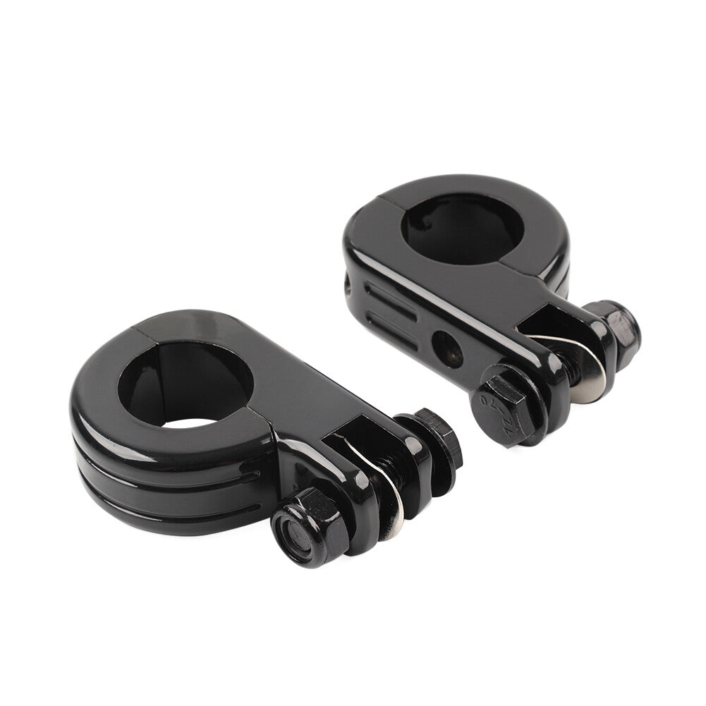 Foot Peg Mount Clamp Bracket for Harley 1 1/4 Highway Engine Crash Bar Black