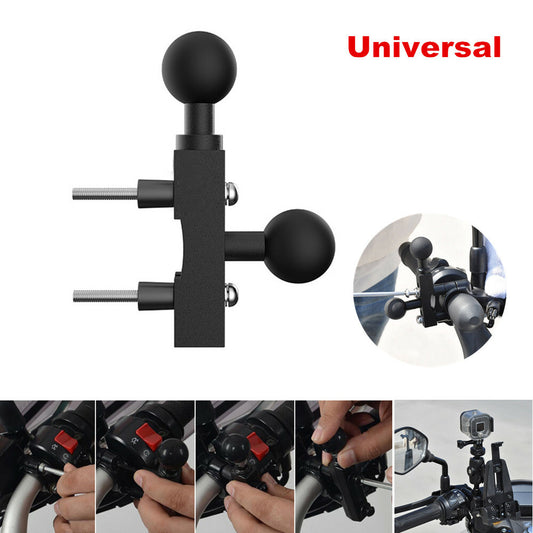 Motorcycle handlebar clip GPS mount base bicycle double bracket rubber ball - n