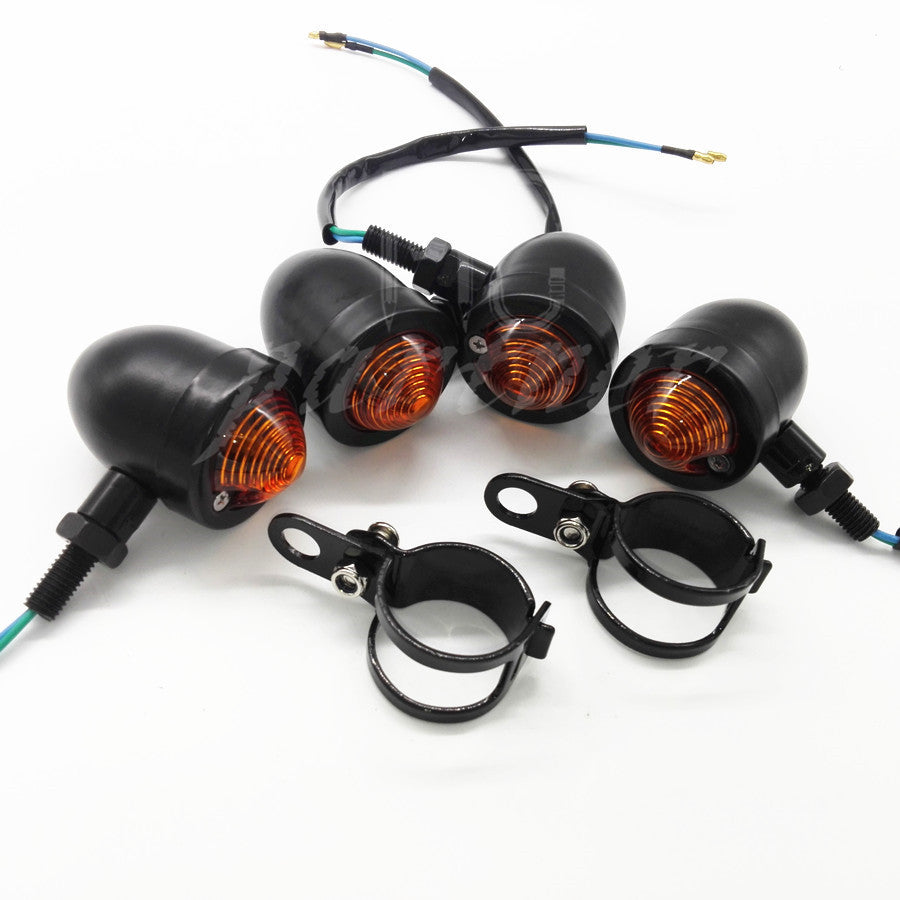 4x Black Bullet Metal Turn Signal light Relocation Fork Motorcycle for Harley Q