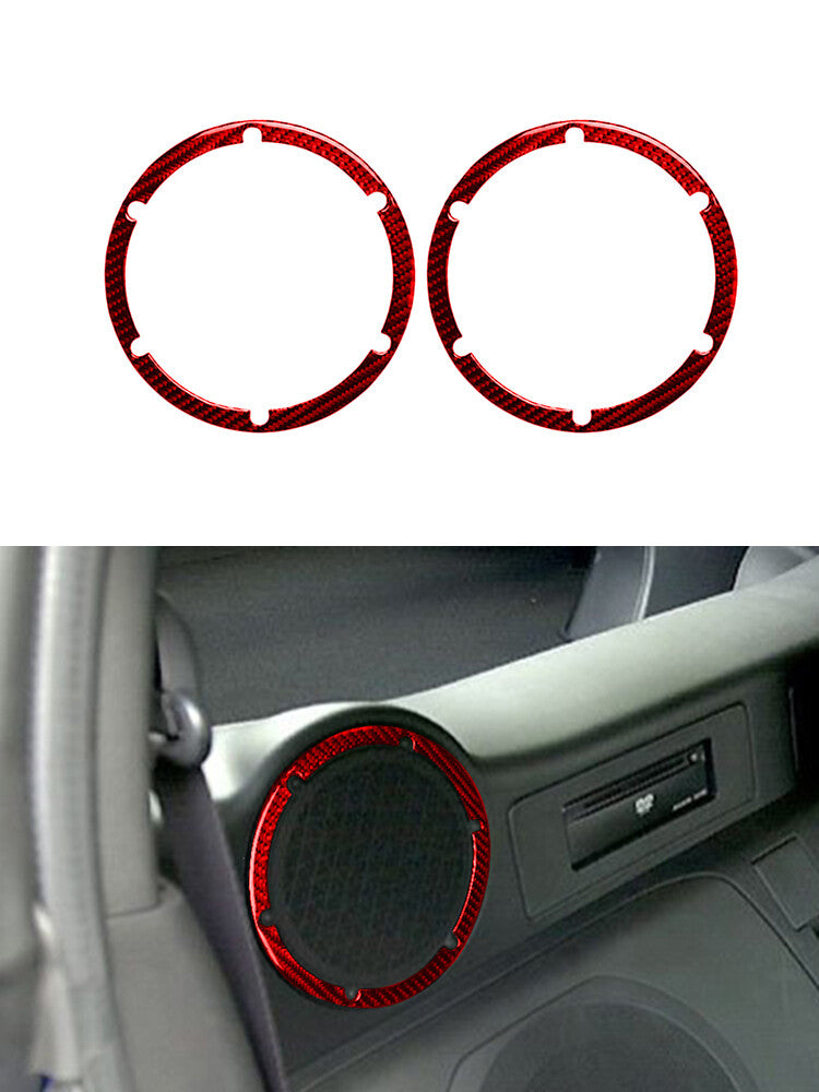 Red Rear Speaker Circle Frame Trim Cover Carbon Fiber for Nissan 350Z 2006-2009