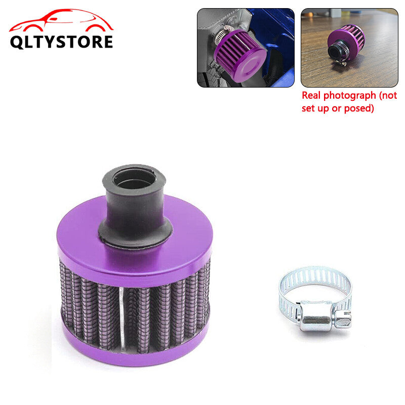 12mm cold air intake filter, car breather valve cover, turbine vent, crankcase, purple Q