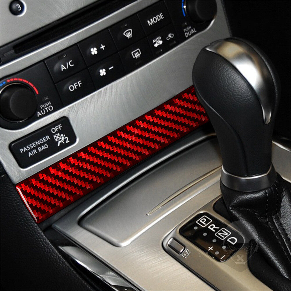 Red Carbon Fiber Interior CD Panel Lower Strip Trim Fit for Infiniti G37 2010-13