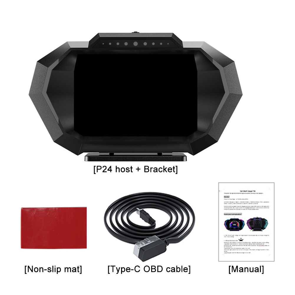 OBD2+GPS HUD P24 Car Head Up Display On Board Computer Speedometer Slope Meter