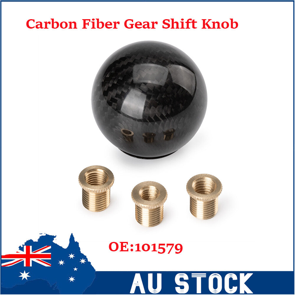 Black Carbon Fiber Universal Car Gear Shift Knob Round Ball Shape With Adapters Q