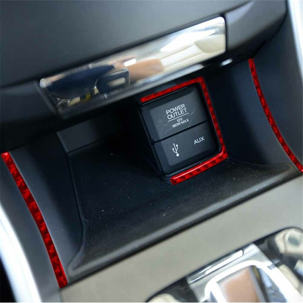 Red Carbon Fiber Interior Cigarette Lighter Panel Cover for Honda Accord 2013-17