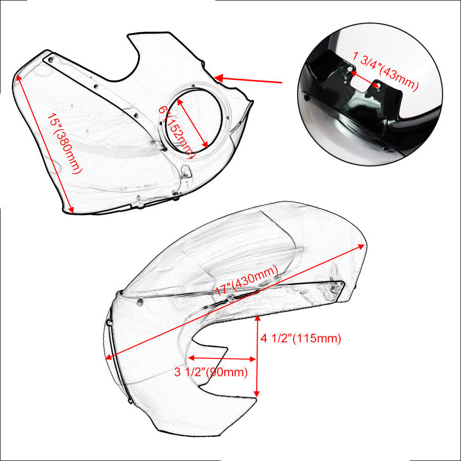 5 3/4 Cafe Racer Drag Racing Fairing  Windshield Fits W/39mm Forks Headlights Q