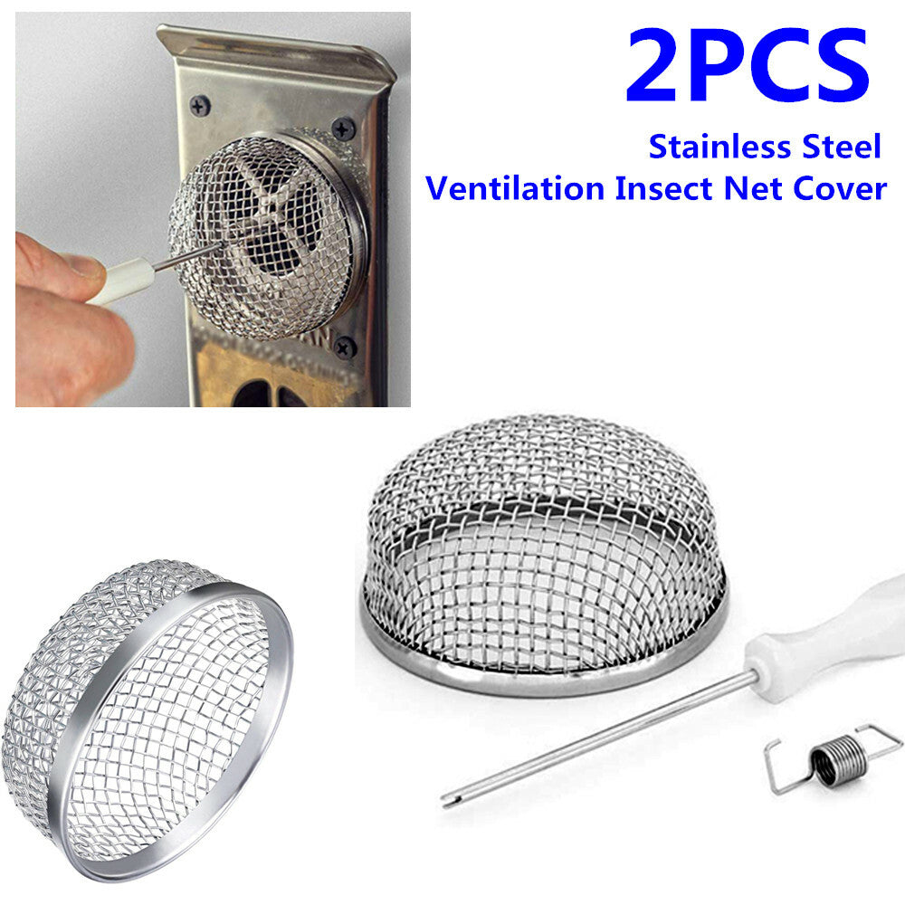 2-Pack Stainless Steel Ventilated Insect Net Covers with Installation Tools for RVs n