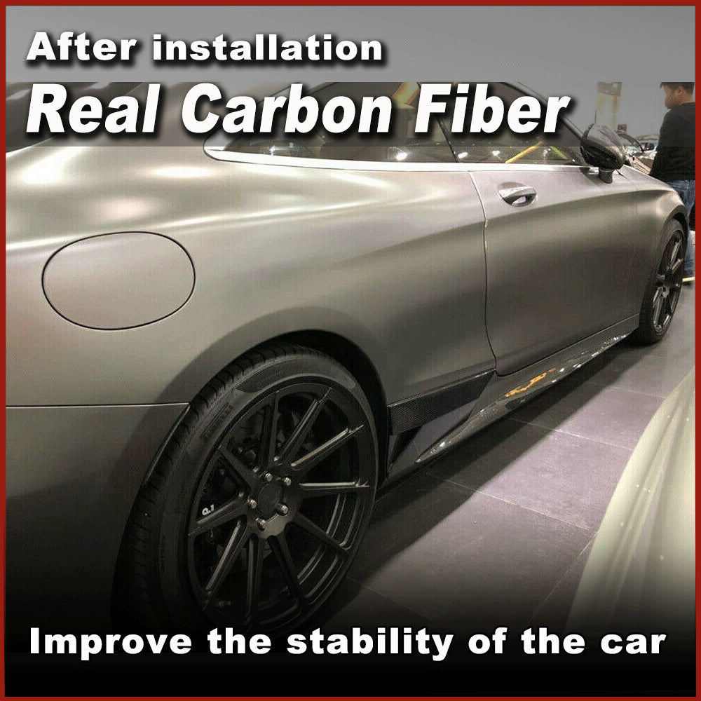 REAL CARBON Side Skirts Splitter Fit for Mercedes C217 S500 S550 S63 S65 2015-17