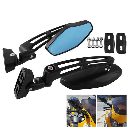 Black Racing Rearview Mirror for Honda for Suzuki for Kawasaki Cruiser Chopper Sports Q