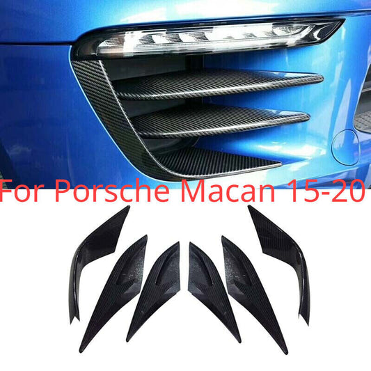 6-Piece Carbon Fiber DRL Front Grille Fender Cover Trim for Porsche Macan 15-20