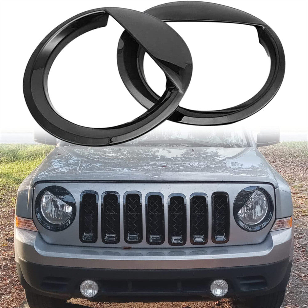 2 × Front Angry Eyes Style Light Headlight Trim Cover for Jeep Patriot 2011-2017