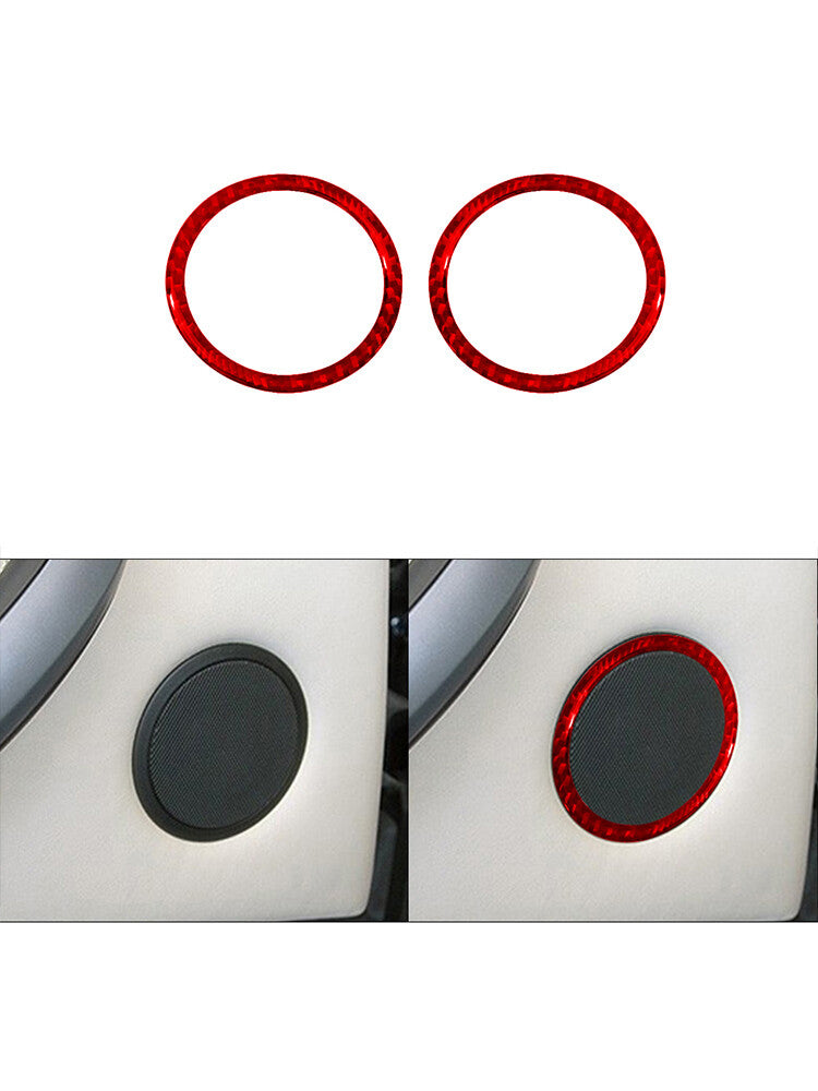 2X Red Carbon Fiber Rear Door Speaker Trim for BMW X5 2000-2006