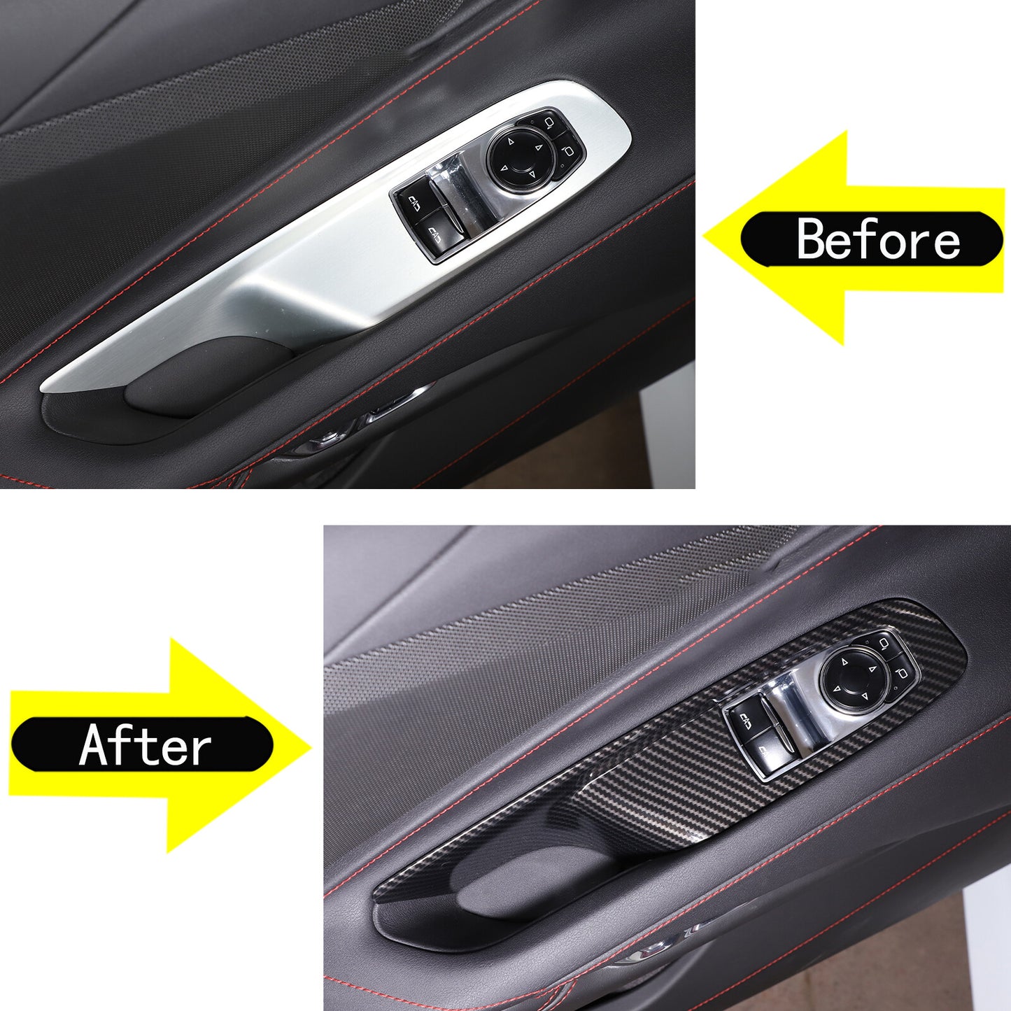 Carbon fiber exterior window lift switch panel cover frame for Corvette C8 2020 - 2023 n