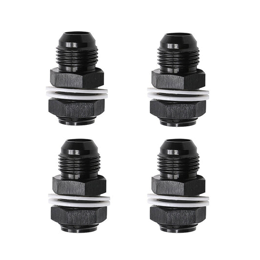 4Pcs Black 12 AN AN12 Flare Fuel Cell Bulkhead Fitting With Teflon Washer AN12