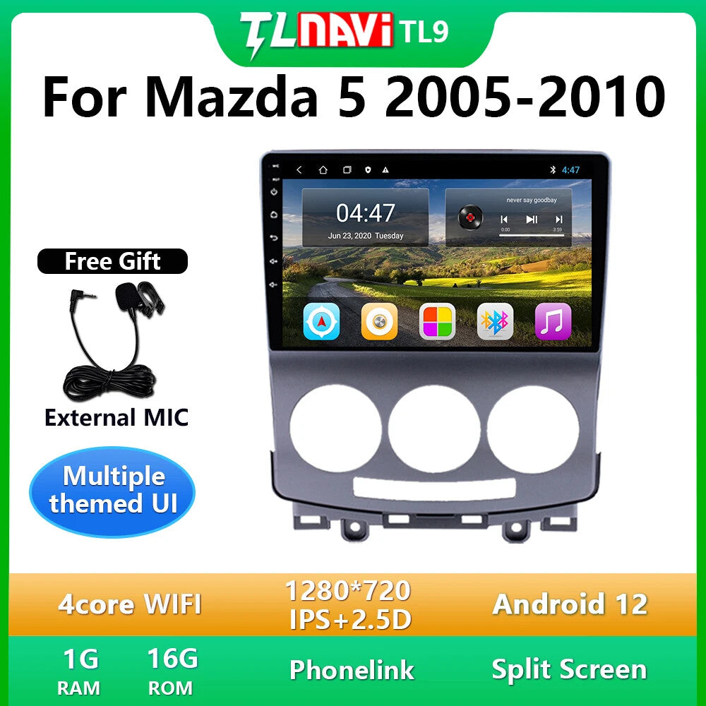 for Mazda 5 2005-2010 Android Auto CarPlay Car Radio GPS Player Head Unit Screen