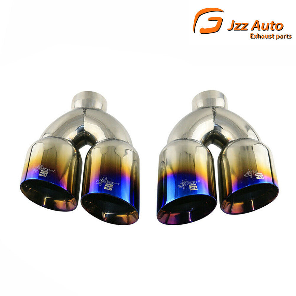 2PCS Universal 2.5'' ID 3.5'' OD Exhaust Tips End Dual Muffler Tip Burnt Blue
