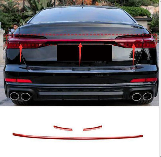 3P Red Rear Door Trunk Tail Lamp Molding Trim Strip for Audi A6 S6 C8 2019-2024