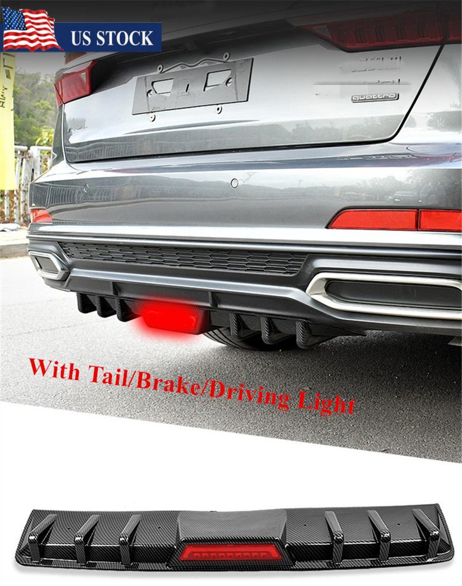 Universal Car Rear Bumper Diffuser Lip spoiler Canard Tail Brake Stop Light Q