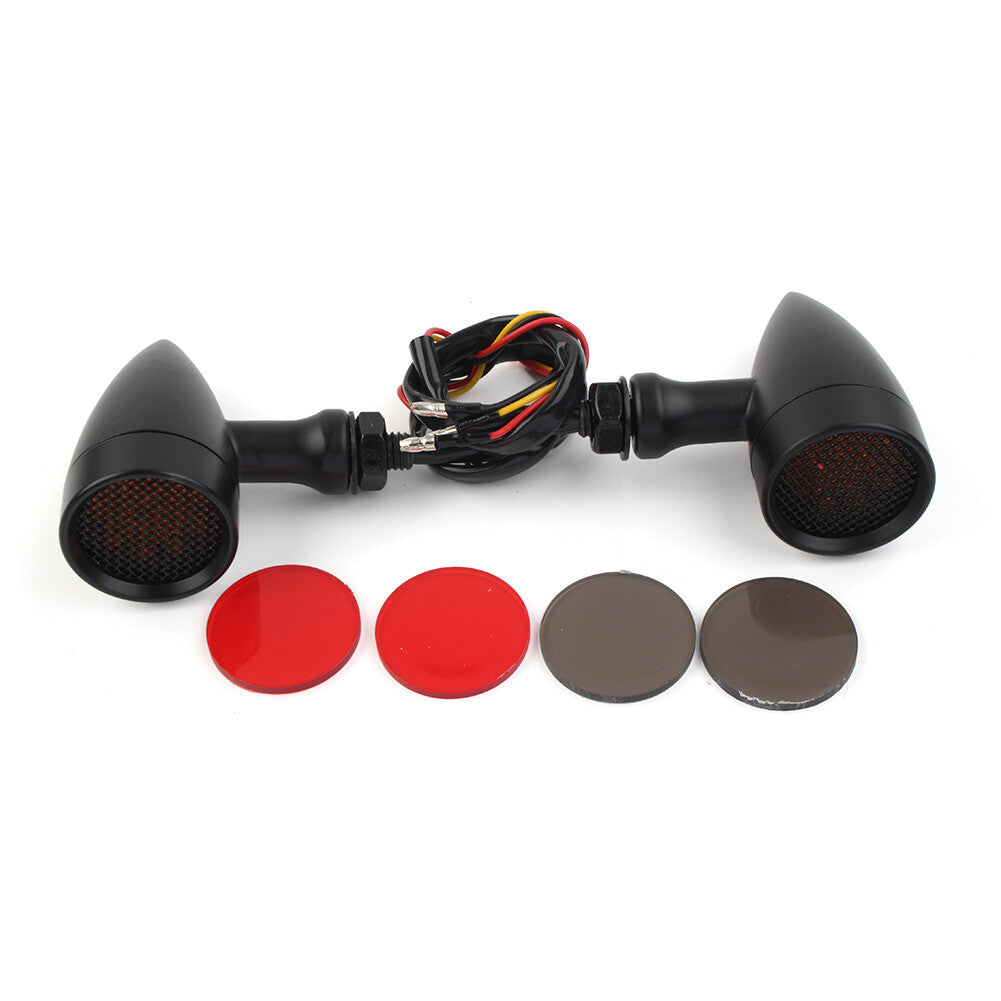 for Harley Chopper Motorbike Black Turn Signal LED Amber Indicator Light Blinker Q