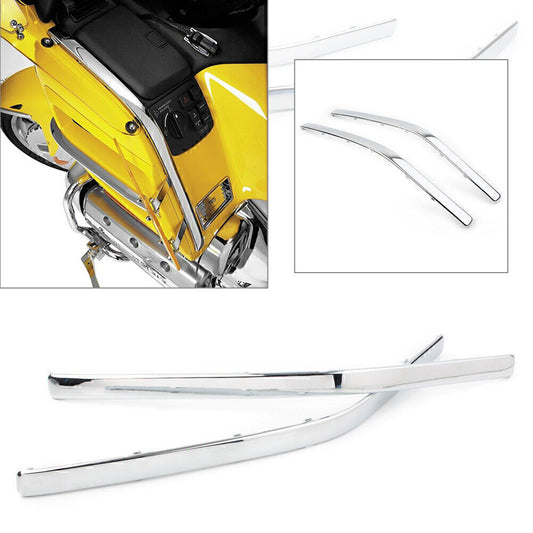 2x Chrome Front Side Fairing Cowl Edge Molding Trim Fit 2001-2006 for Honda GL1800 Q