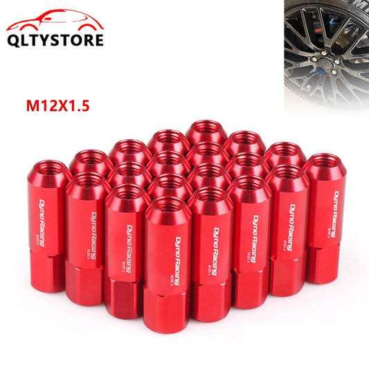 20Pcs M12X1.5 60MM Extended Tuner Racing Wheel Lug Nuts Forged Aluminum Red Q