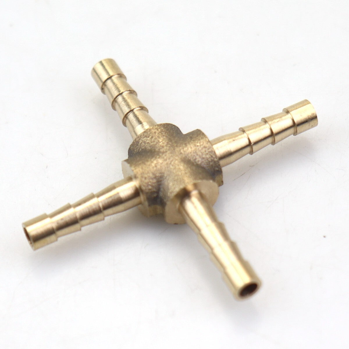 2-Piece Hose Rod 4-Way Cross Brass Fittings with Threads for Gas, Fuel, Water, and Air (4mm)