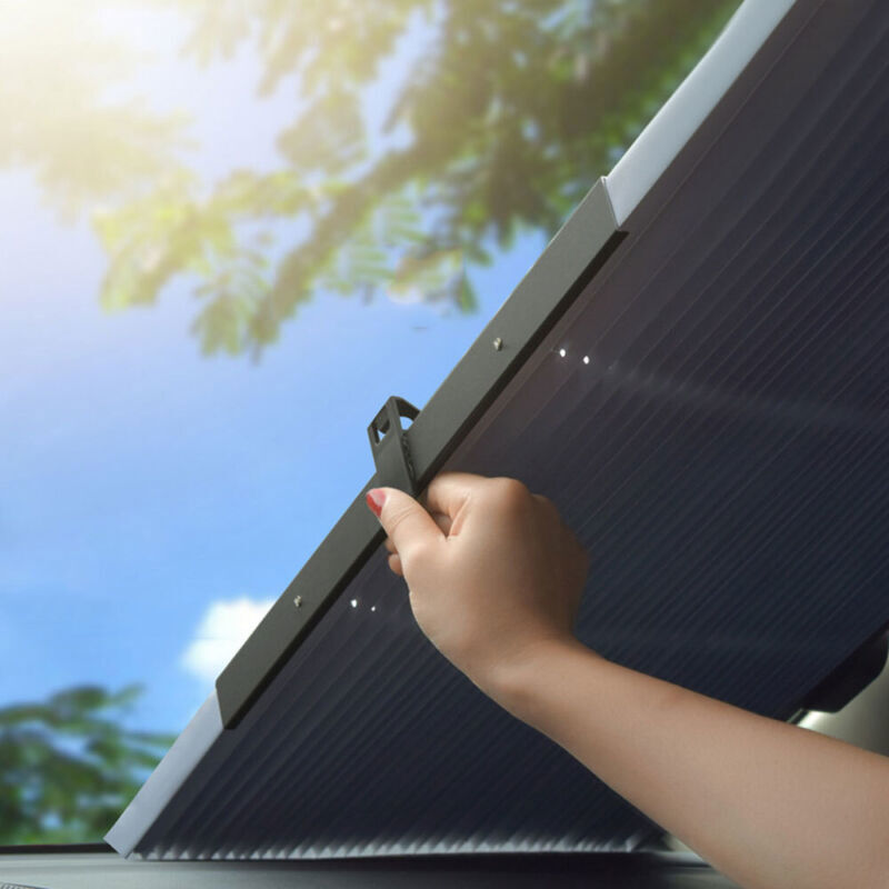 Car Front/Rear Sunshades Retractable Windshield Curtains Sun Visor Sun Shades
