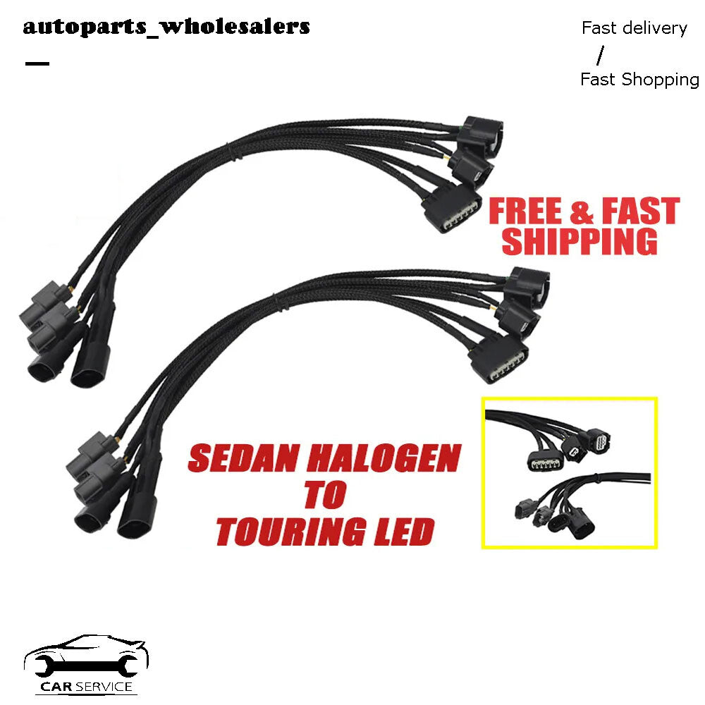 Headlight Adapter Wiring Harness for 2016 Accord Sedan Halogen to Touring LED - v