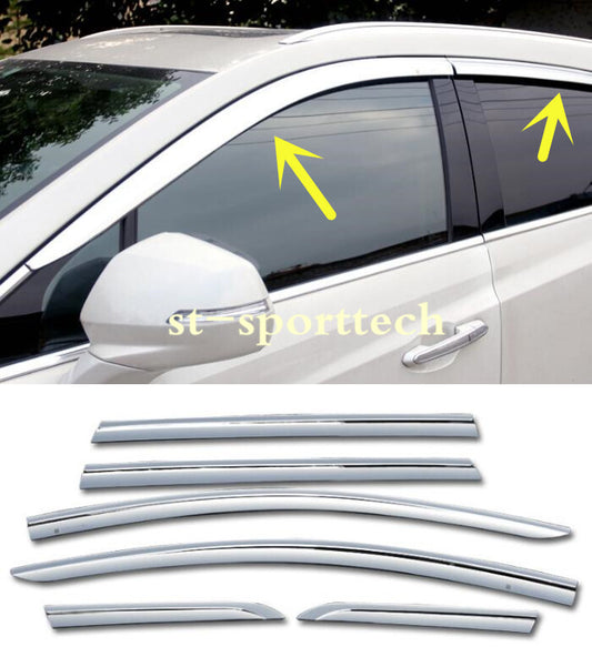6P for Cadillac SRX 2010-2015 Chrome Car Window Visor Vent Shades Sun Rain Guard