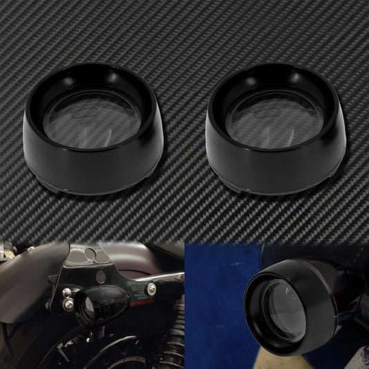 Gloss Gray Trim Ring Bullet Turn Signal Lens Cover Fit for Harley Softail Dyna