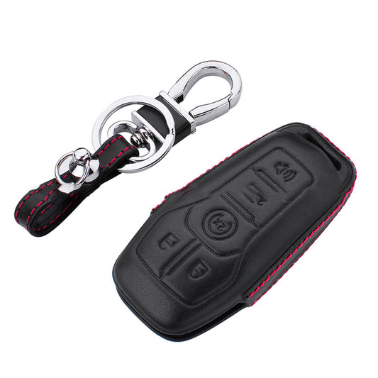 5 Button Leather for Smart Key Case Fob Cover Shell for Ford for Mustang Explorer F150