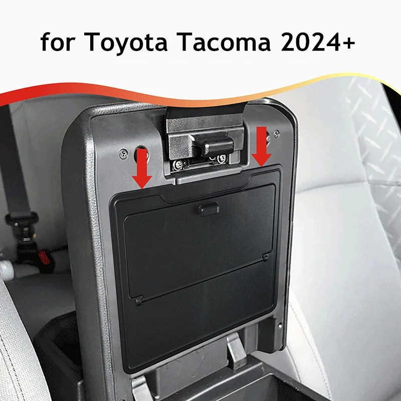 Hidden storage box in the center console, suitable for 2024-25 Tacoma armrest storage box. n