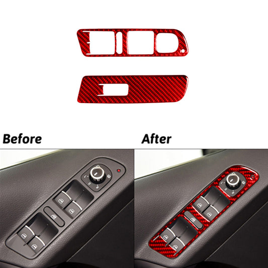 4Pcs Red Carbon Fiber Inner Door Handle Cover Trim For Tundra 2014-2018 v