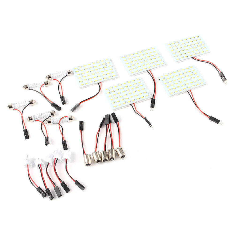 Festoon T10 BA9S White LED 48SMD Panel Interior Dome Map Light Bulb Lamp Car