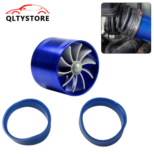 Car Air Intake Turbonator Single Fan Universal Turbine Gas Fuel Saver Turbo Blue