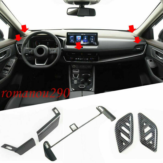 5X for Nissan Rogue 2021-2023 Carbon Color ABS Dashboard Air Outlet Cover Trim