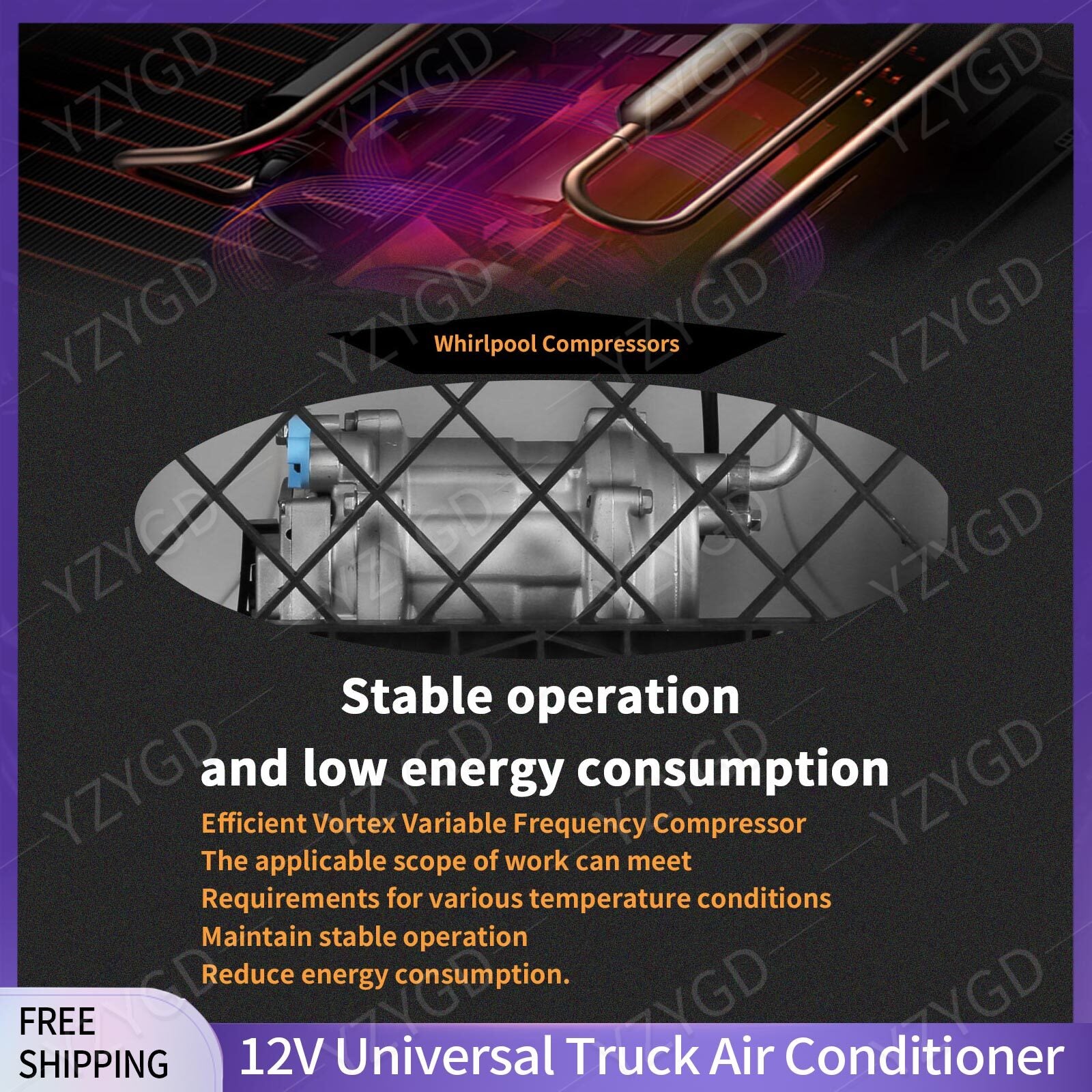 12V Car RV Caravan Air Conditioner For Engineering Truck Bus Universal Split A/C Q