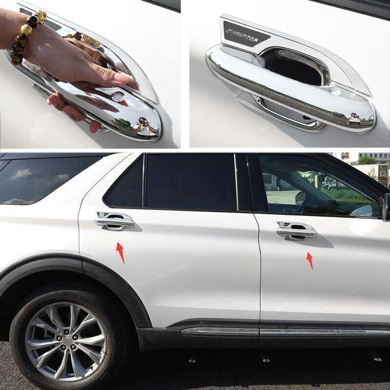 8PCS for Ford Explorer 2020-24 ABS Chrome Style Side Door Handle Bowl Cover Trim
