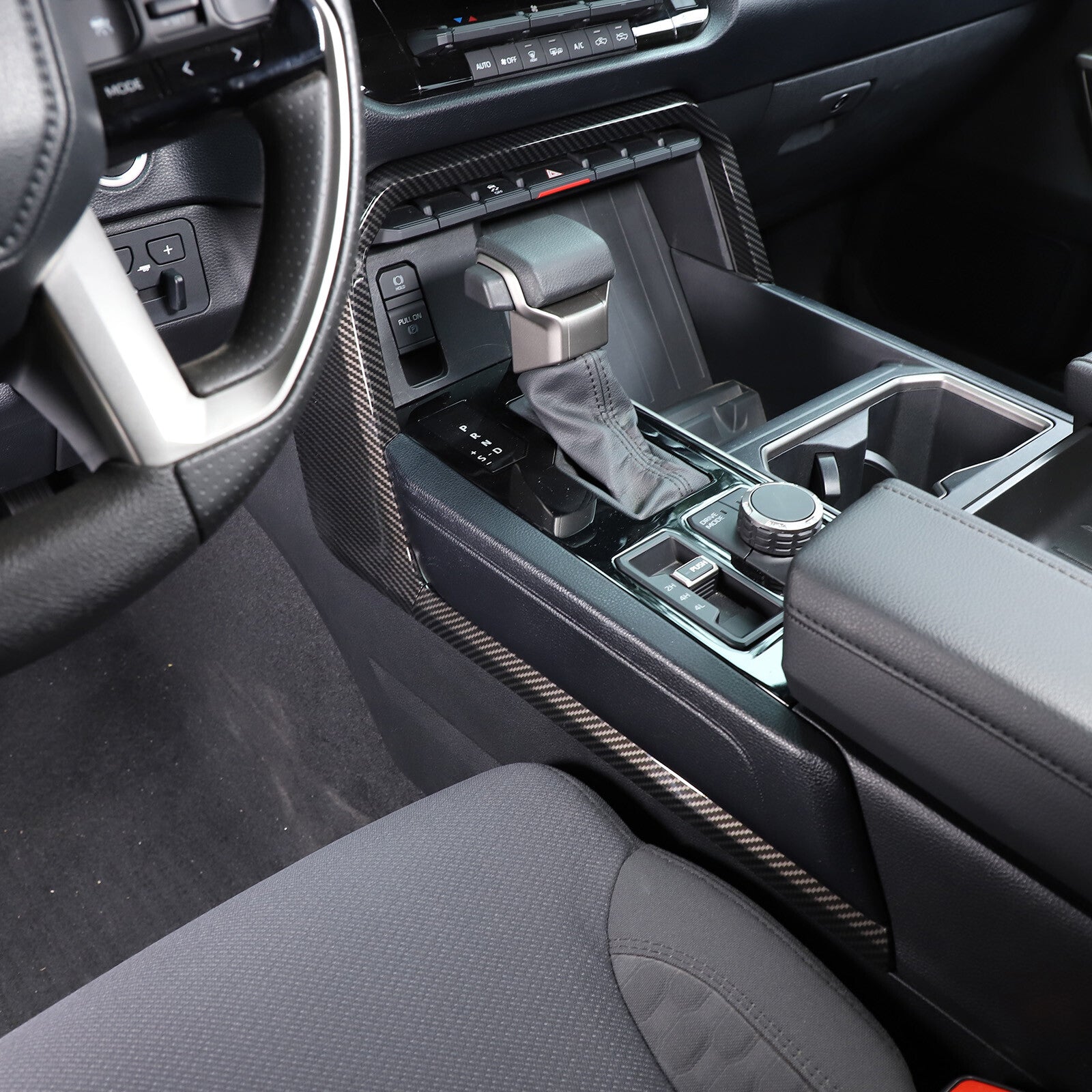 Carbon ABS console storage panel side cover trim for Tundra Sequoia 2022+- n