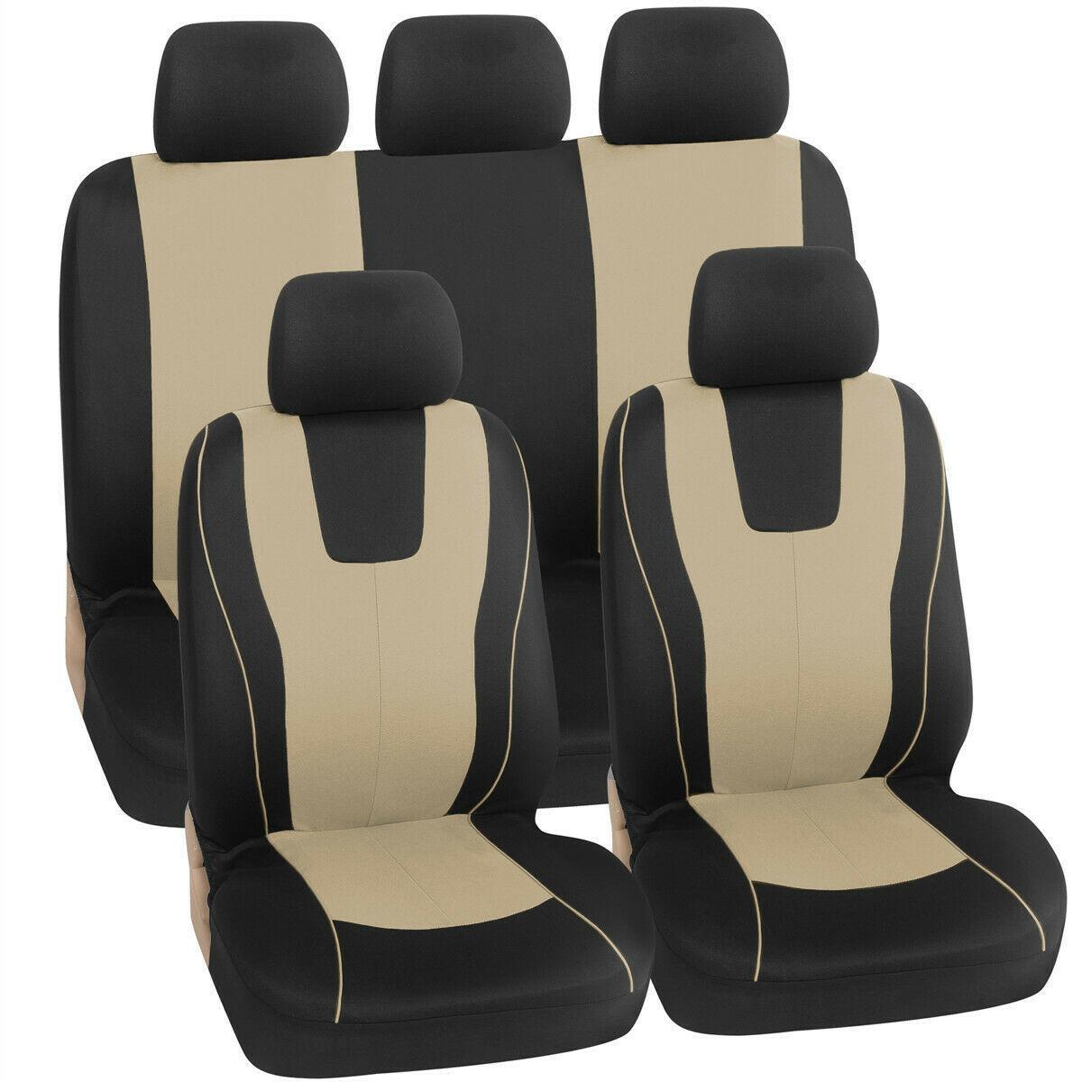 Beige car for seat cover protector suitable for cars, trucks, SUVs, and vans; front and rear for seat complete set. n