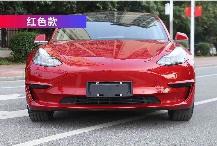 For Model 3 2020-2023 Glossy Red Front Fog Light Lamp Spoiler Strip Trim n