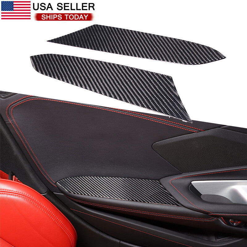 Carbon fiber interior door armrest panel sticker decoration for Corvette C8 2020 - 2023 n