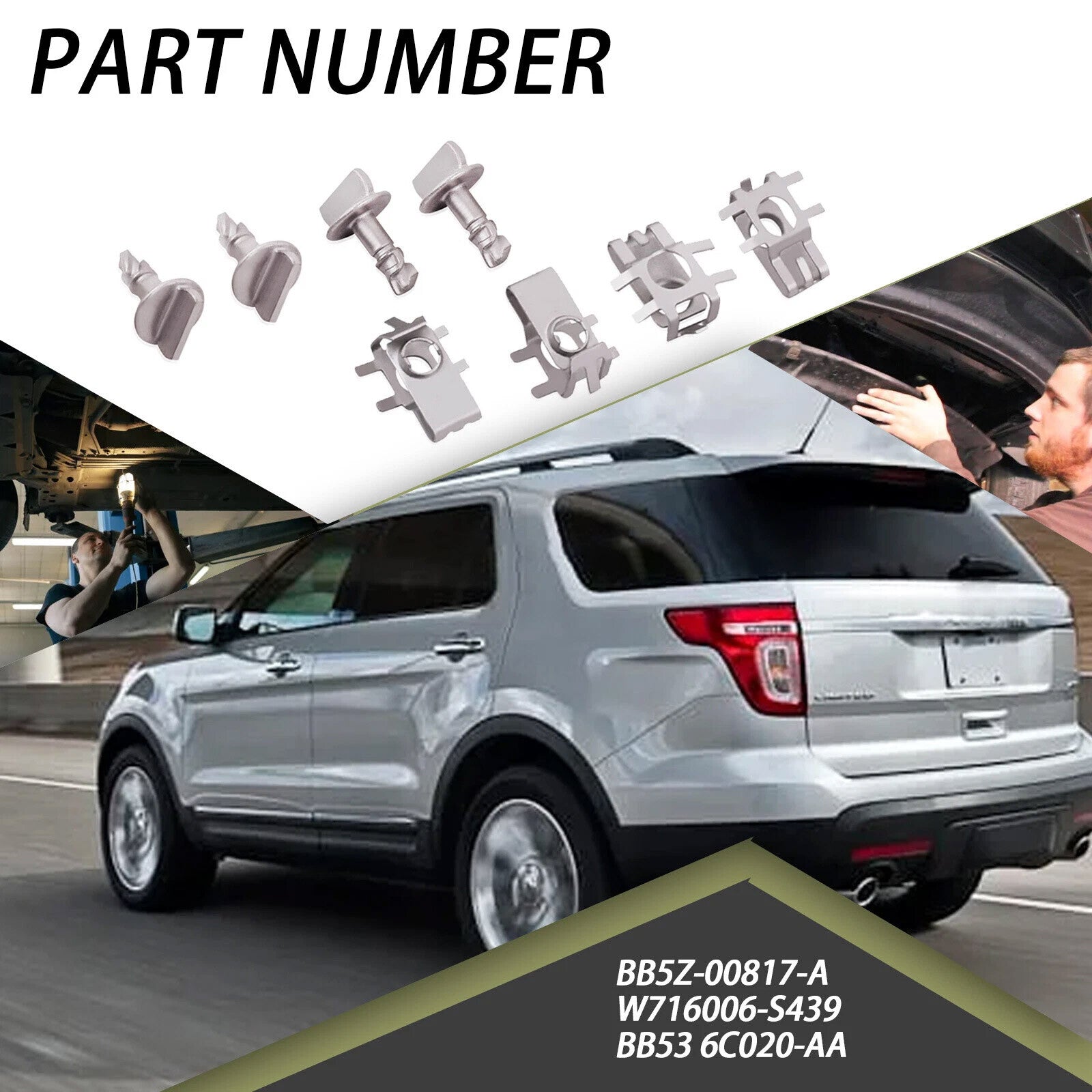 4 Engine Cover Pins and 4 Nuts! for Ford F-150 Edge Explorer